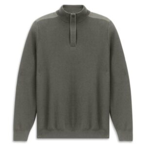 Bugatti Dark Green Basket Weave Half Zip Jumper