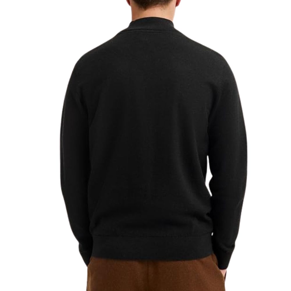 BUGATTI Charcoal Cotton Cashmere Half Zip Sweater
