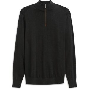 BUGATTI Charcoal Cotton Cashmere Half Zip Sweater