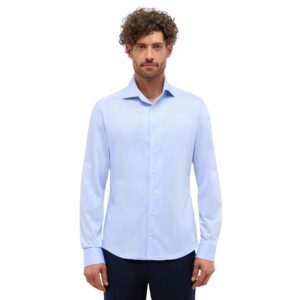 ETERNA Slim Fit Japanese Knitted Light Blue Shirt