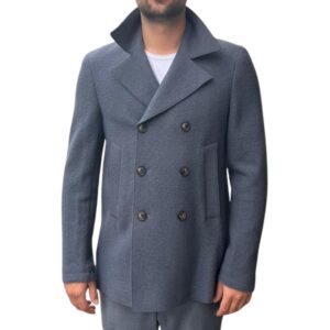 Pal Zileri Virgin Wool Grey Double Breasted Peacoat