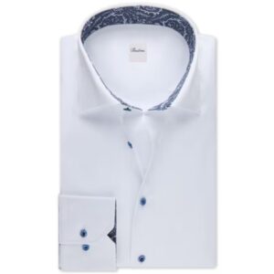 STENSTRÖMS White Shirt with Blue Paisley Contrast Collar