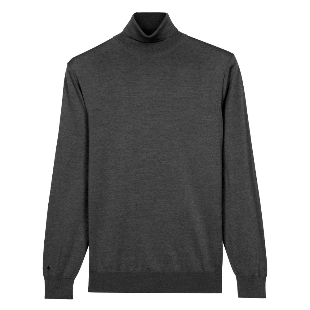 THOMAS MAINE Anthracite Merino Wool Rollneck Jumper