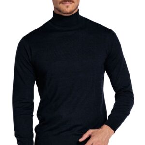 THOMAS MAINE Navy Merino Wool Rollneck Jumper