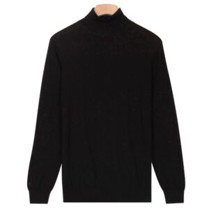 Thomas Maine Black Merino Wool Turtle Neck Jumper
