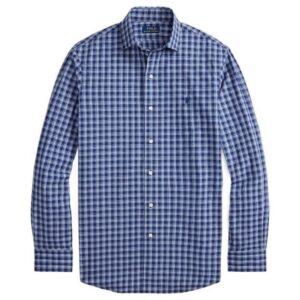 Polo Ralph Lauren Custom Fit Plaid Stretch Blue Poplin Shirt