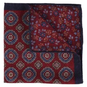 Amanda Christensen Floral Double Faced Burgundy Pocket Square