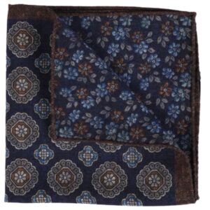 Amanda Christensen Floral Double Faced Navy Pocket Square