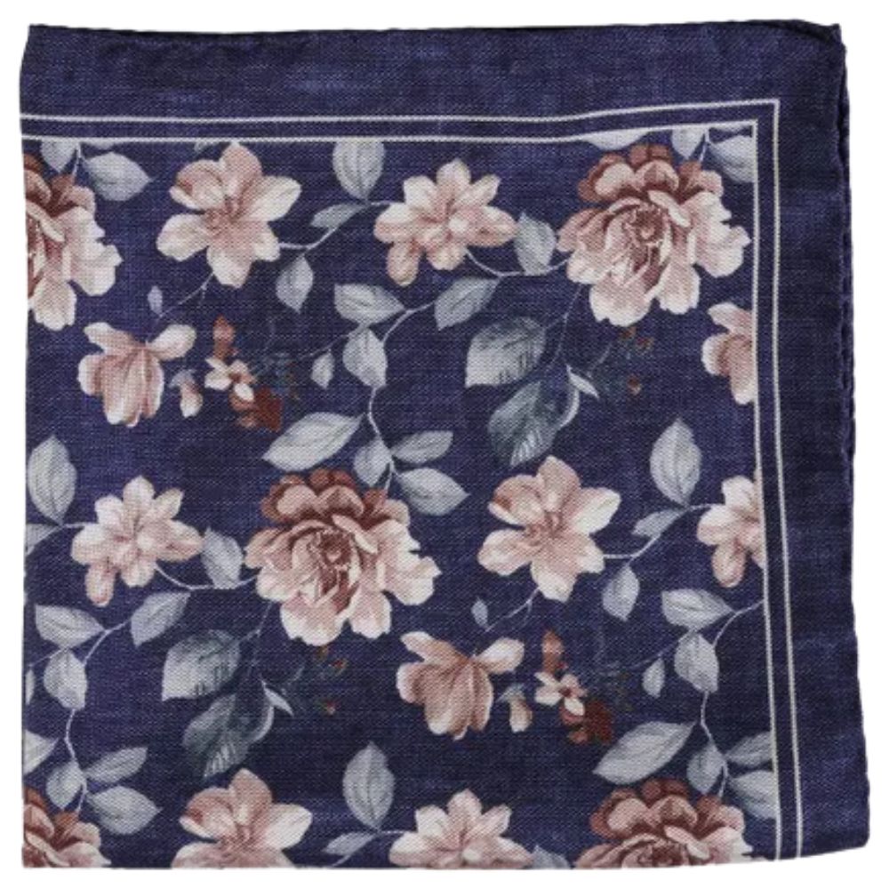 Amanda Christensen Floral Mélange Navy Pocket Square