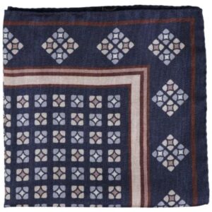 Amanda Christensen Geometric Brown and Navy Pocket Square
