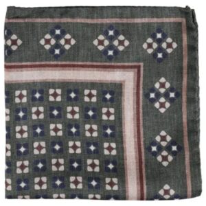 Amanda Christensen Geometric Tan and Green Pocket Square