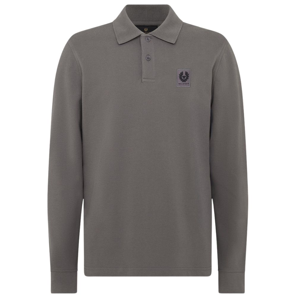 BELSTAFF Cotton Pique Tornado Grey Long Sleeved Polo