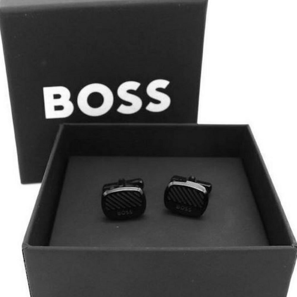BOSS Textured Black Cufflinks