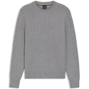 BOSS Virgin-wool sweater with herringbone structure