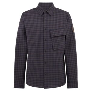 Belstaff Brushed Cotton Navy and Brown Scale Shirt