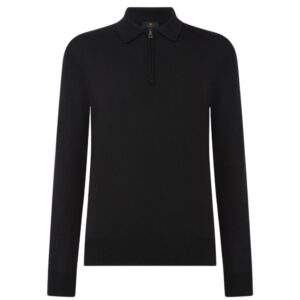 Belstaff Merino Wool Black Long Sleeved Polo