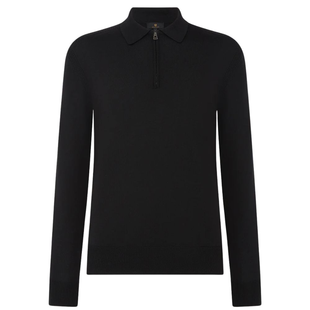Belstaff Merino Wool Black Long Sleeved Polo