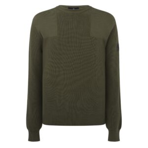 BELSTAFF True Olive Cotton Commander Crew Neck Jumper