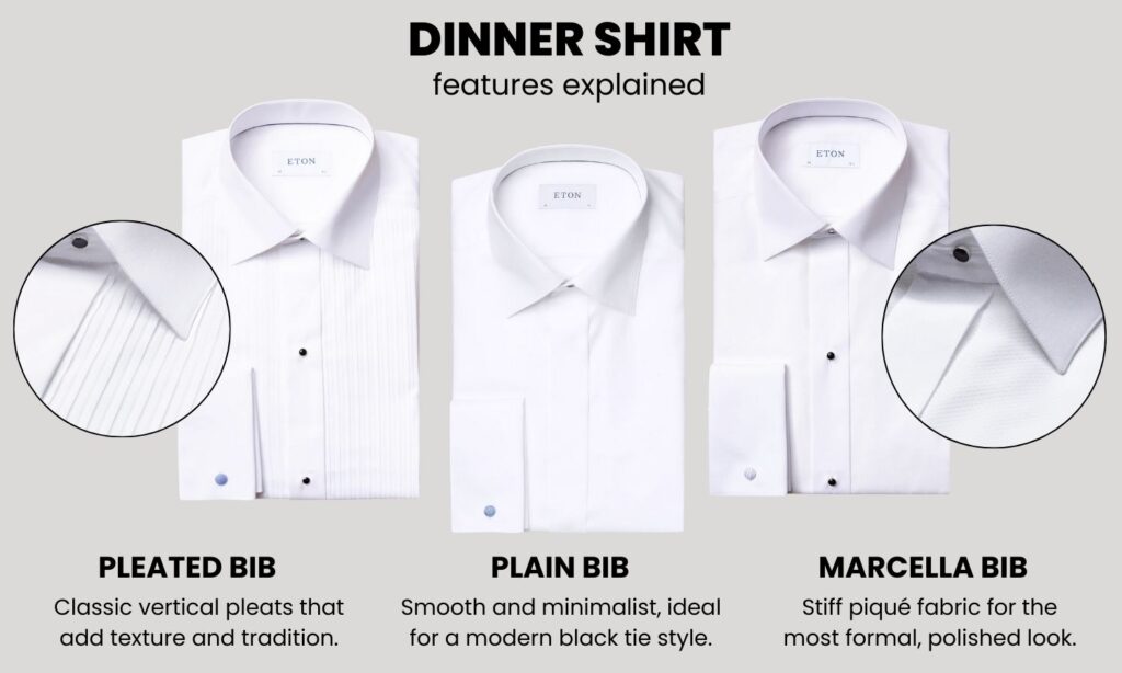 DINNER SHIRT features - types of bib