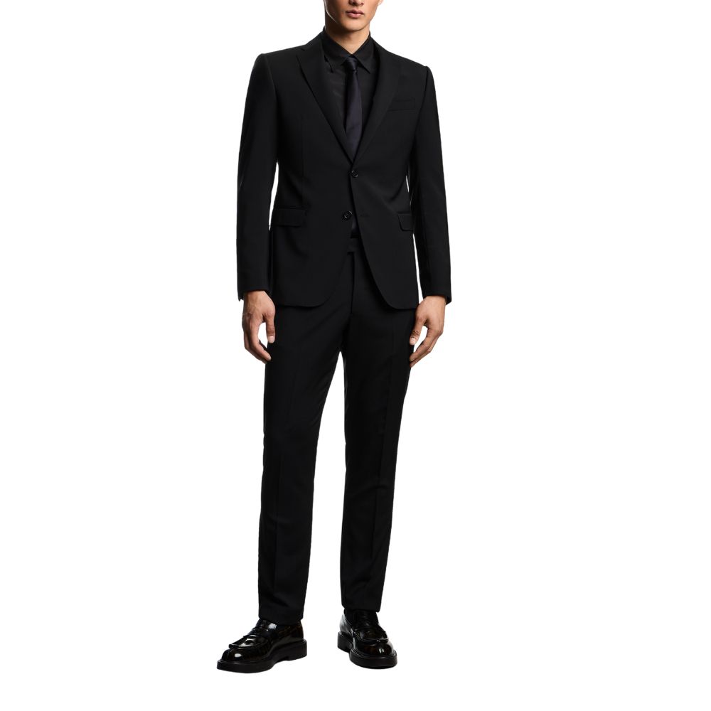 Emporio Armani Single Breasted Navy Suit In Natural Stretch Tropical Light Wool