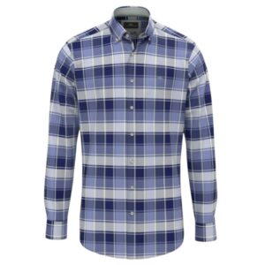 Fynch-Hatton Button Down Premium Cotton Light Blue Check Shirt