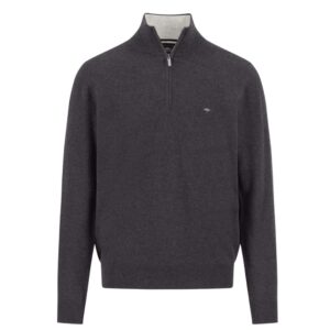 Fynch-Hatton Charcoal Merino Cashmere Half Zip