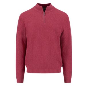 Fynch-Hatton Premium Cotton Basket Weave Dark Pink Half Zip