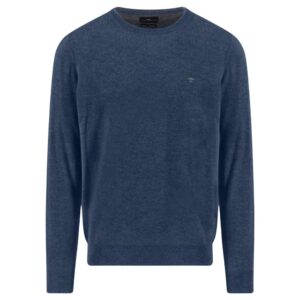 Fynch-Hatton Mid Blue Merino Cashmere Crewneck Jumper