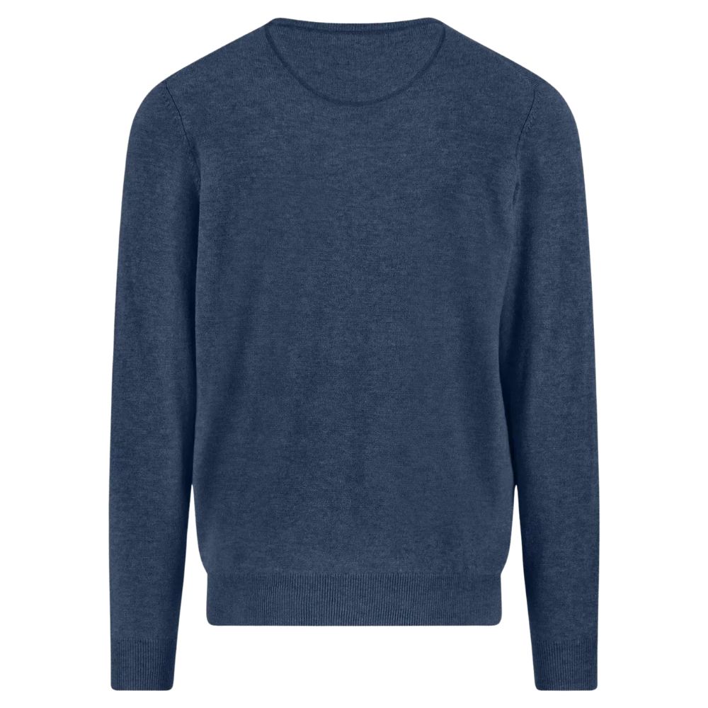 Fynch Hatton Mid Blue Merino Cashmere Crewneck Jumper 2 1