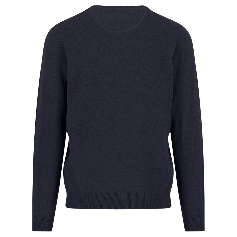 Fynch-Hatton Merino Cashmere Navy V Neck Jumper