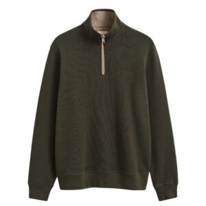 GANT MOSS Green Sacker Rib Half Zip