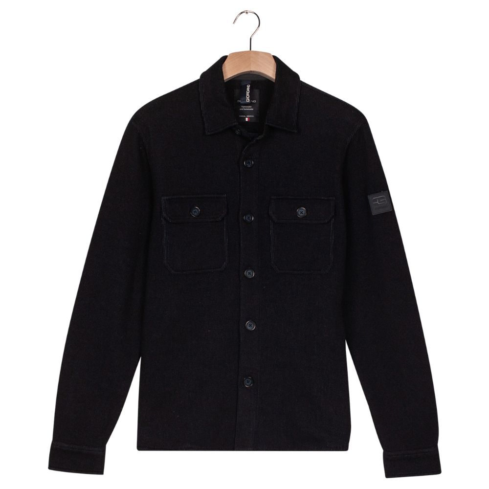 Giordano Buttoned Knitted Navy Overshirt 1