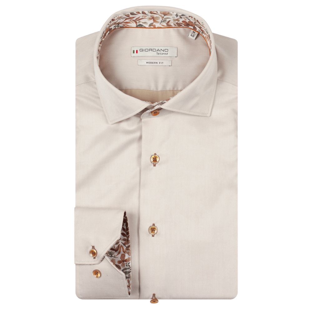 Giordano Maggiore Beige Shirt with Floral Leaf Trim