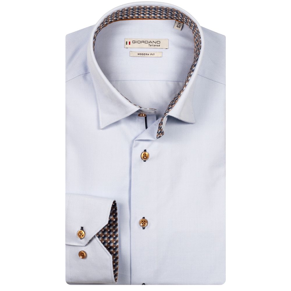 Giordano Maggiore Light Blue Shirt with Blue and Tan Geometric Trim 1