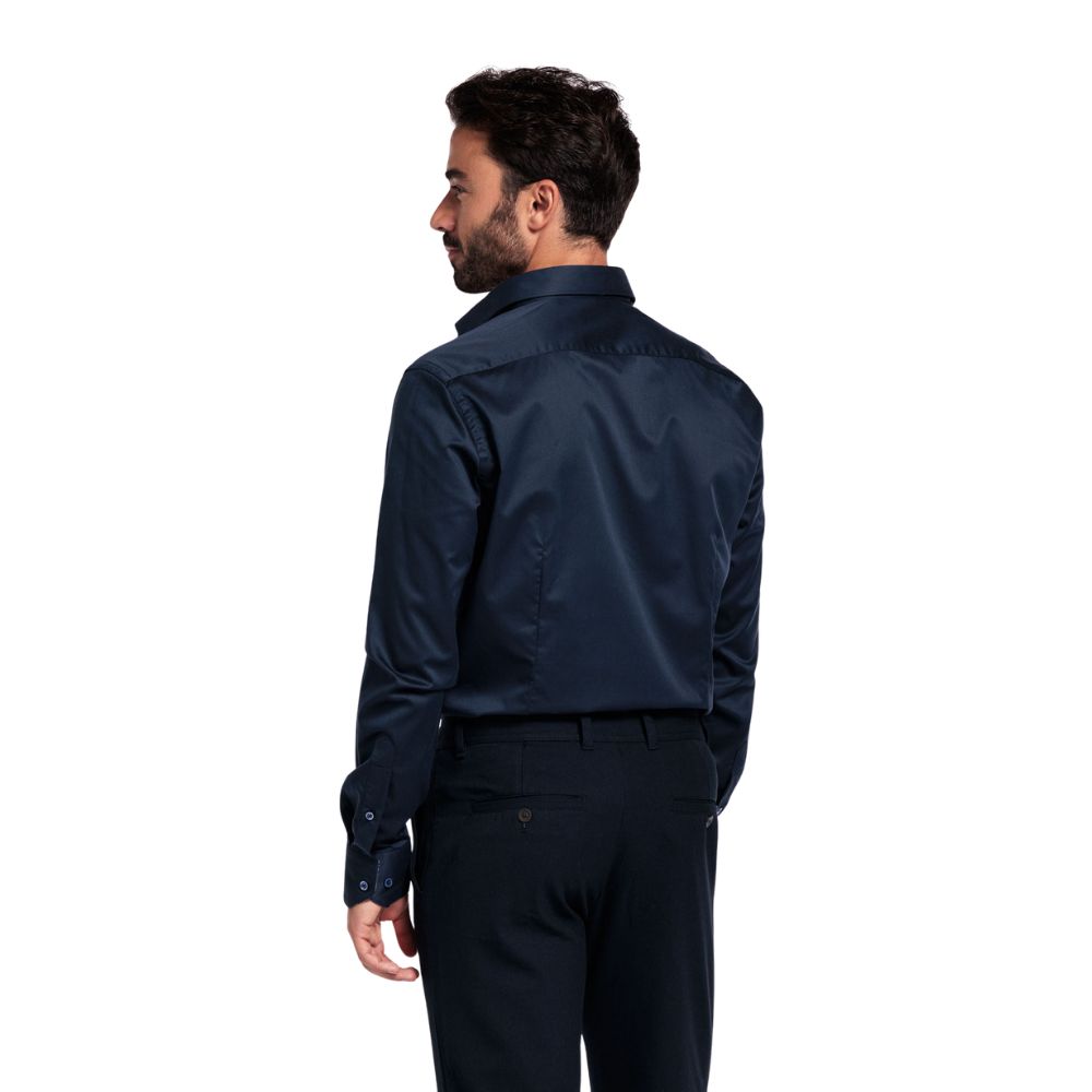 Giordano Maggiore Navy Shirt with Floral Leaf Trim 4 Navy Shirt