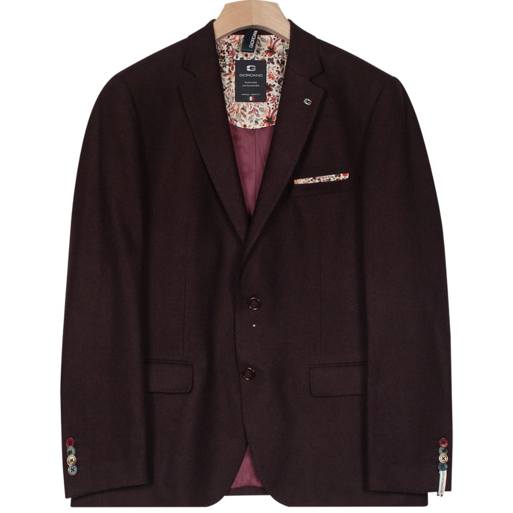 Giordano Robert Wool Blend Burgundy Jacket