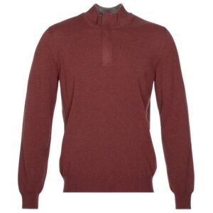Gran Sasso Brick Red Wool and Cashmere Wool Quarter Zip Sweater