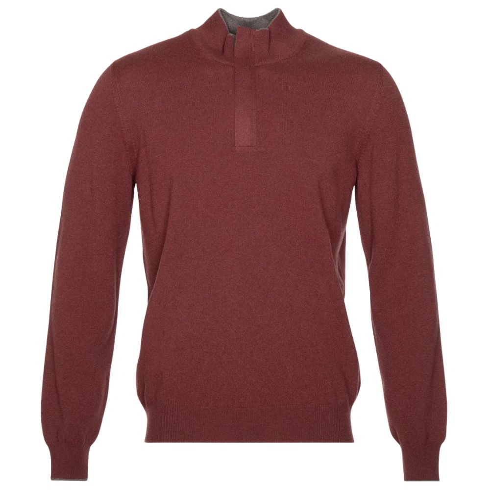 Gran Sasso Brick Red Wool and Cashmere Wool Quarter Zip Sweater 1 Gran Sasso Brick Red Wool and Cashmere Wool Quarter Zip Sweater