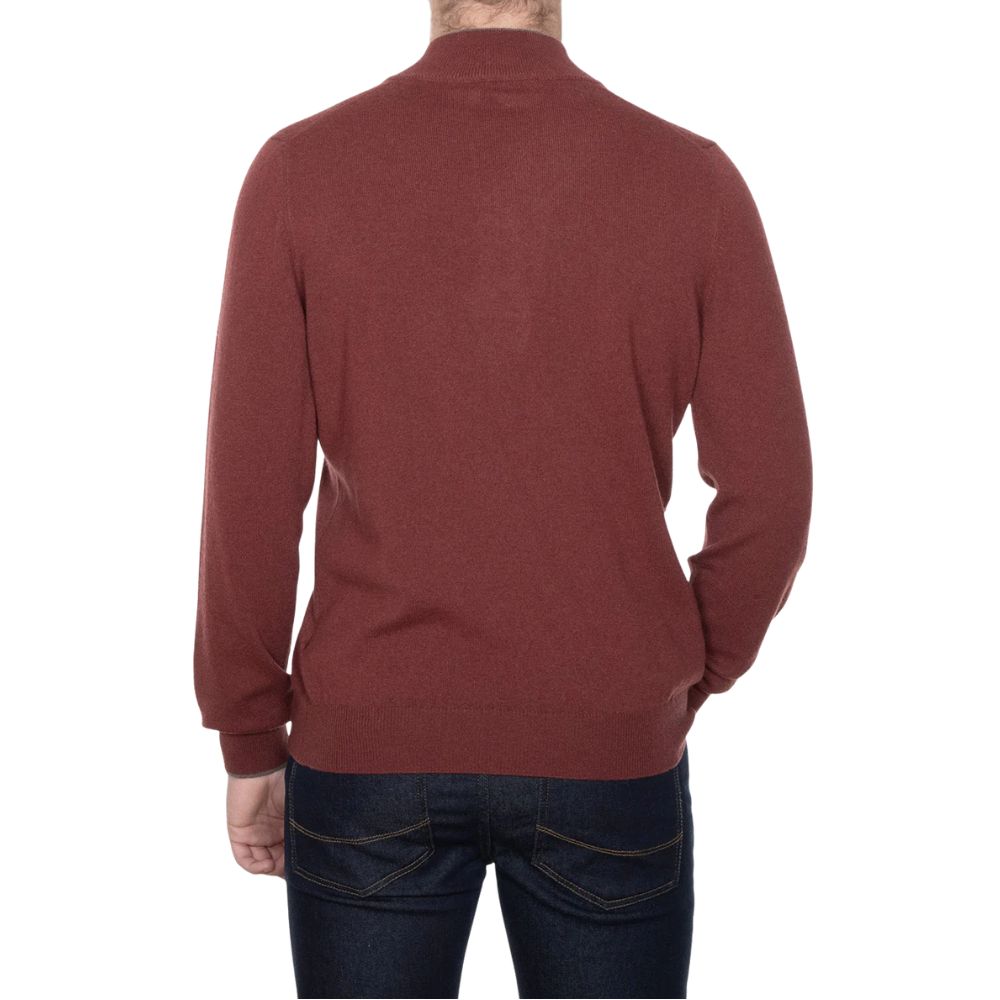 Gran Sasso Brick Red Wool and Cashmere Wool Quarter Zip Sweater 3 Gran Sasso Brick Red Wool and Cashmere Wool Quarter Zip Sweater - Image 3