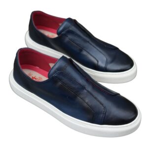 Jeffery West Navy Laceless Trainers - Jeffery West Dark Blue Laceless Trainers