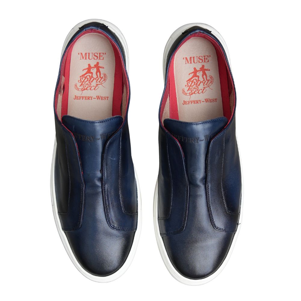 Jeffery West Navy Laceless Trainers - Jeffery West Dark Blue Laceless Trainers