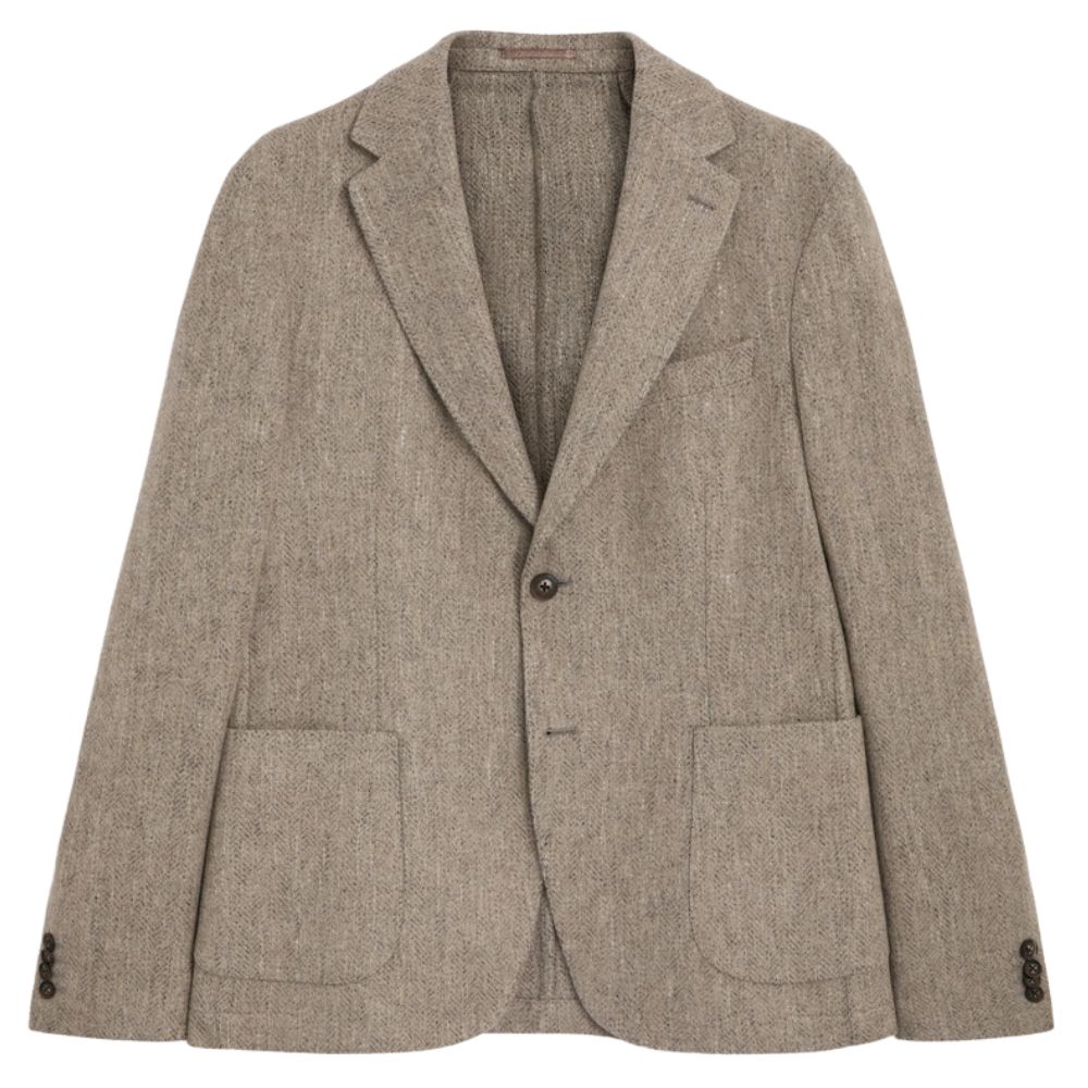 Pal Zileri Light Brown Unlined Herringbone Jacket