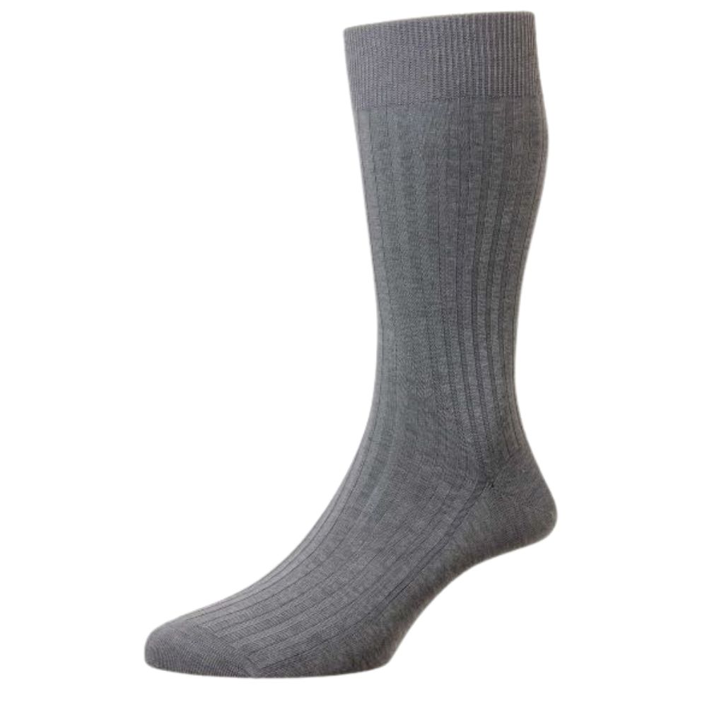 Pantherella Danvers Cotton Lisle Mid Grey Mix Socks