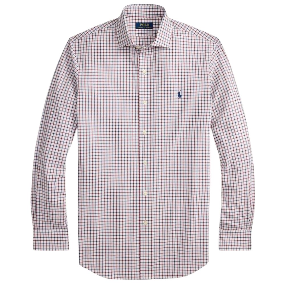 Polo Ralph Lauren Poplin Red and Blue Tattersall Check White Shirt