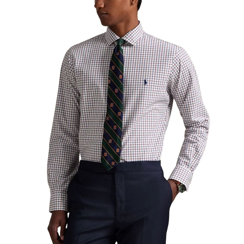 Polo Ralph Lauren Poplin Red and Blue Tattersall Check White Shirt