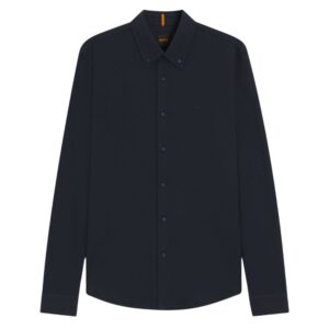 BOSS Slim Fit Navy Shirt In Cotton Jersey