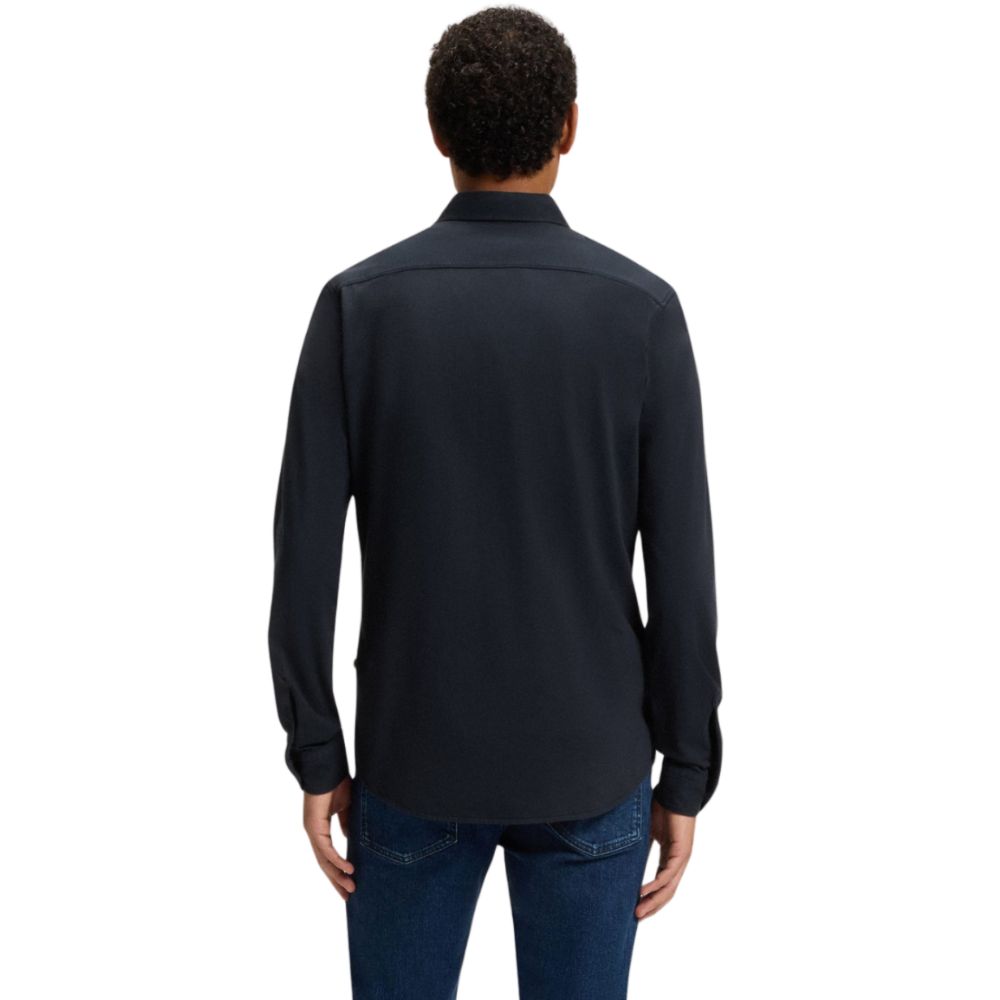 BOSS Slim Fit Navy Shirt In Cotton Jersey