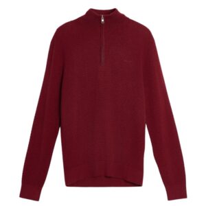 GANT Cotton Textured Red Half Zip Jumper
