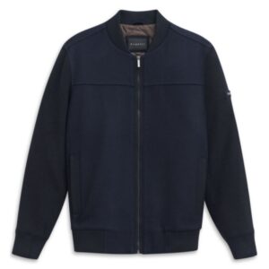 BUGATTI Wool Mix Hybrid Jacket With Knitted Sleeves and Knitted Collar in Navy