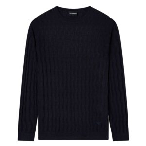 Emporio Armani Navy Fine Gauge Cable Knit